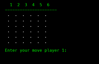 Connect 4 terminal game in action